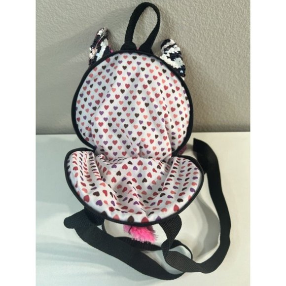 Ty Fashion Beanie Boo Zoey Zebra Reversible Sequin Backpack Black, White & Pink - Picture 9 of 12